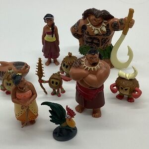 Disney Moana Action Figure Lot – Maui, Moana, Heihei, Kakamora & More (Set of 9)